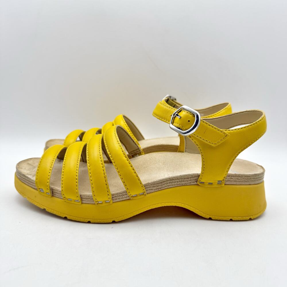 Dansko Womens Roxie Platform Sandals EU 39 US 9 Yellow Leather GUC - Picture 8 of 15